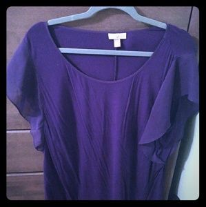 Roz and Ali purple flutter sleeve top